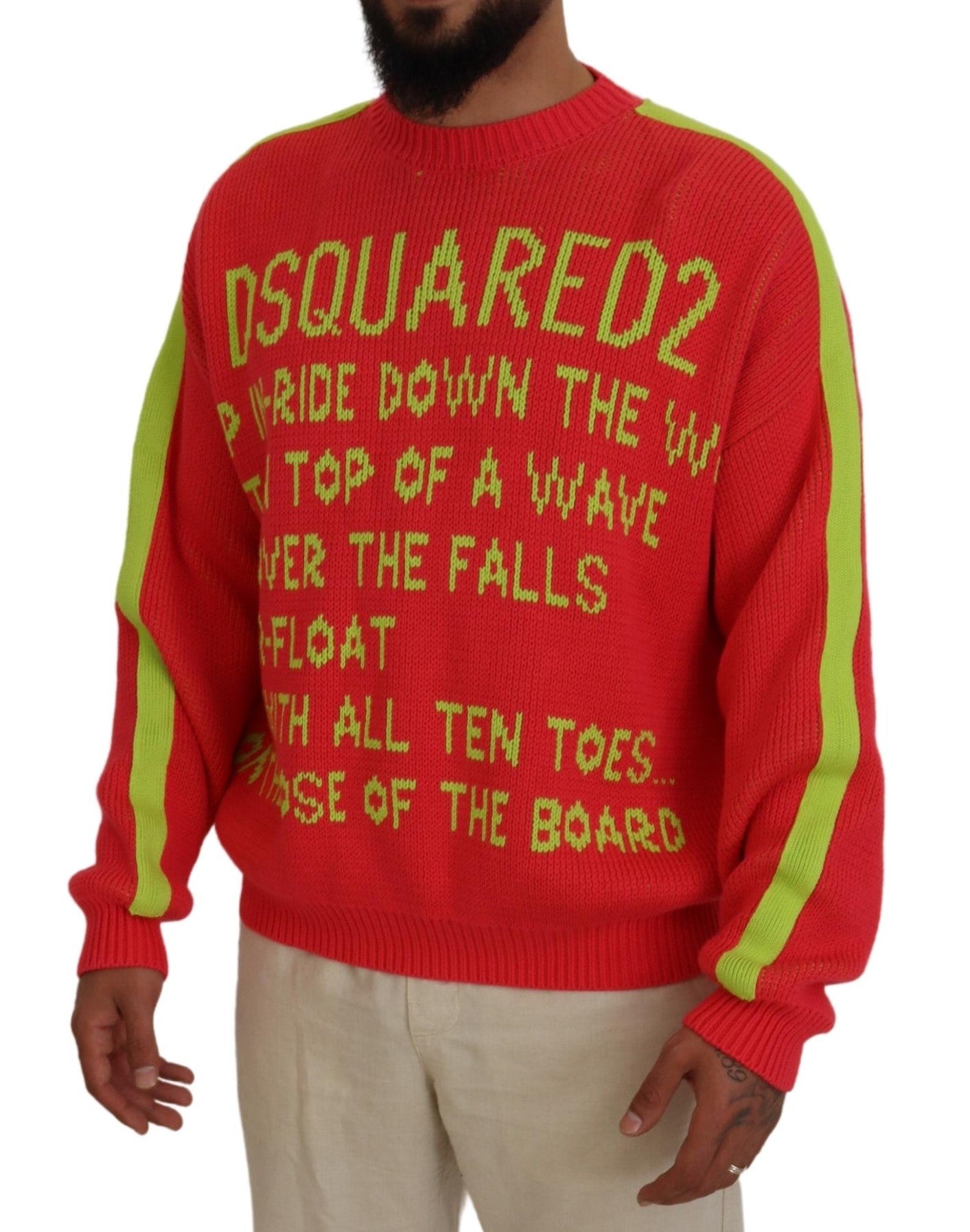 Dsquared² Orange printed cotton long sleeve sweater