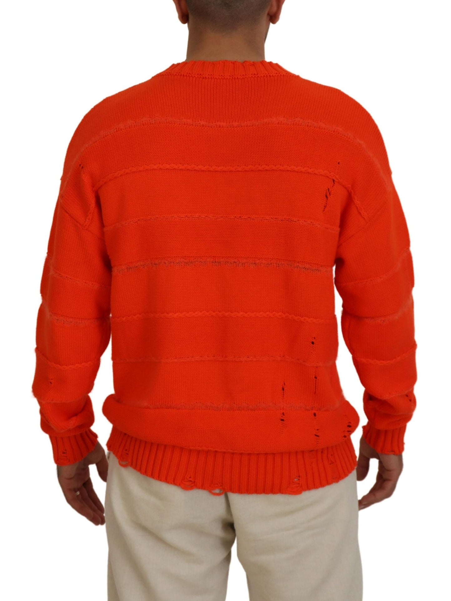 Dsquared² Orange Cotton Long Sleeve Men Sweater Pullover