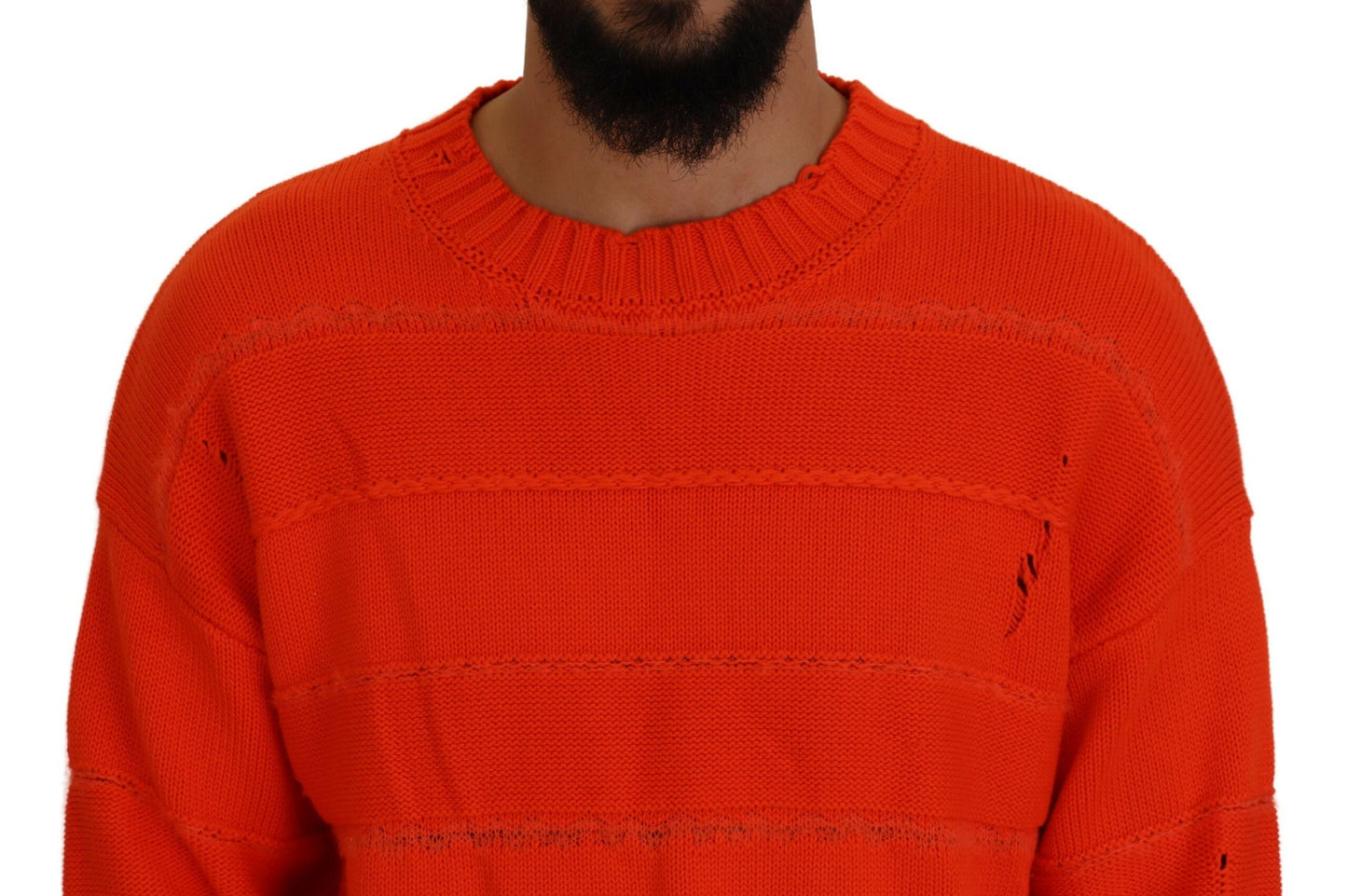 Dsquared² Orange Cotton Long Sleeve Men Sweater Pullover