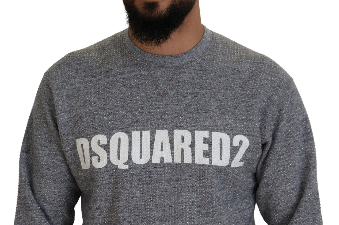 Dsquared² Grauer Pullover mit Kristallverzierung für Männer