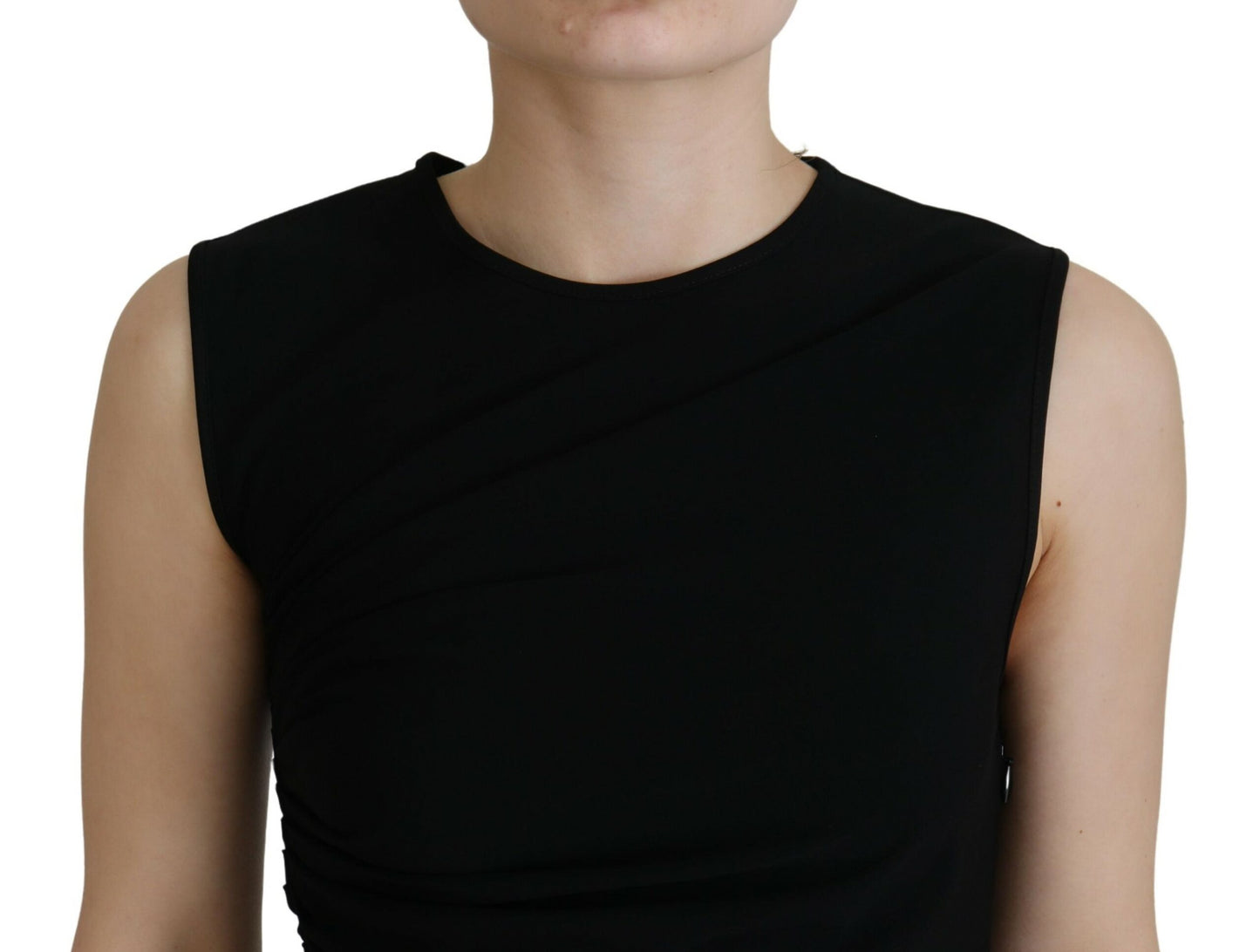 Dsquared² Black sleeveless viscose maxi dress with ruffles