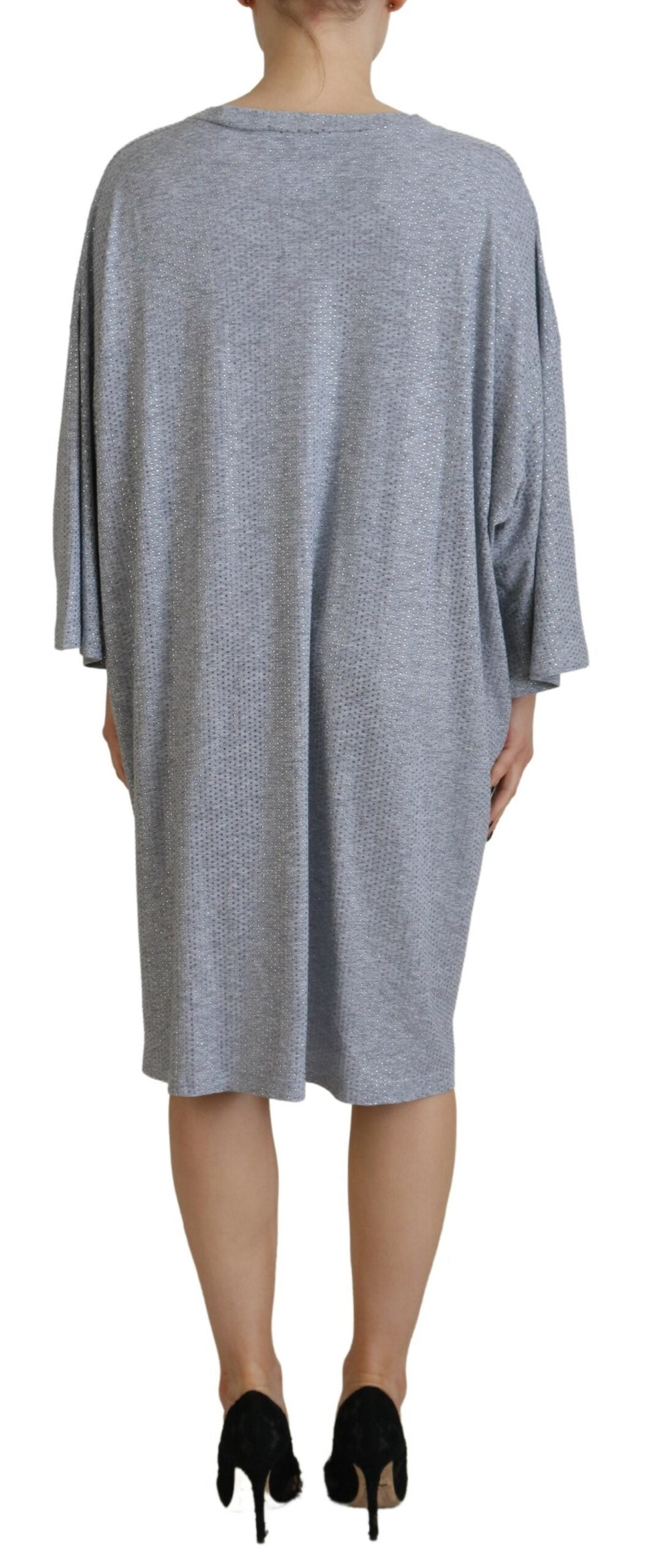 Dsquared² Grey crystal-embellished cotton long-sleeved dress