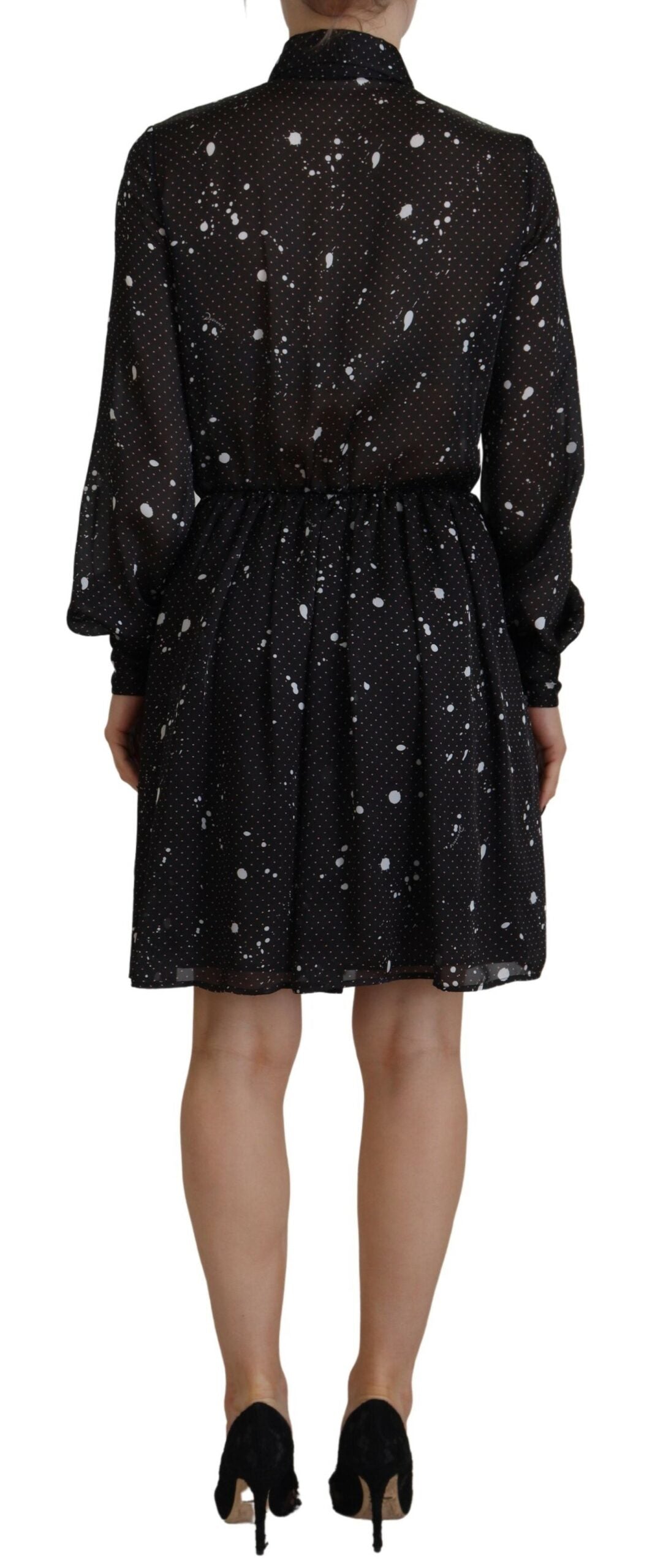 Dsquared² Black polka dot long sleeve button down dress