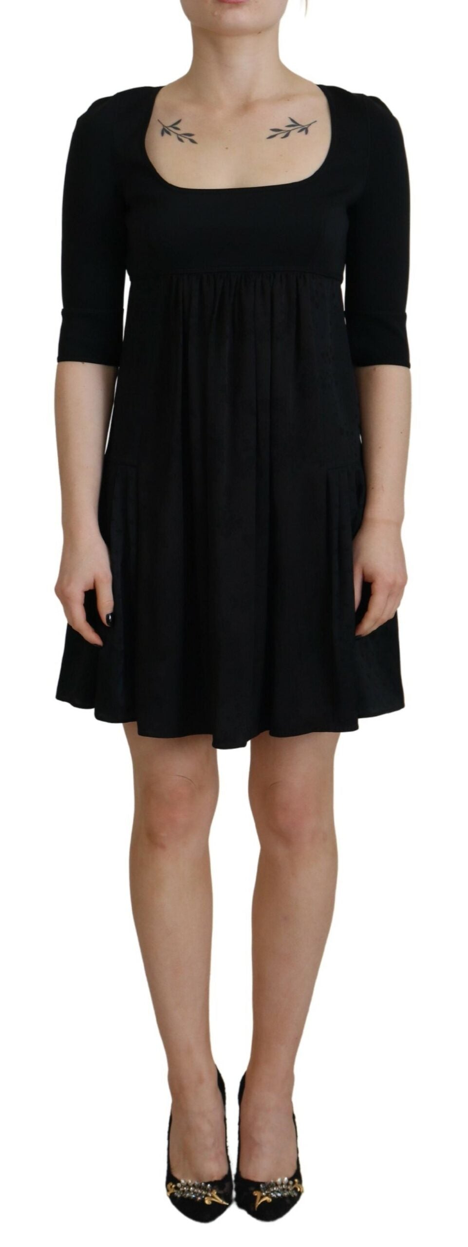 Dsquared² Black acetate dress with short sleeves in A-line, sheath dress