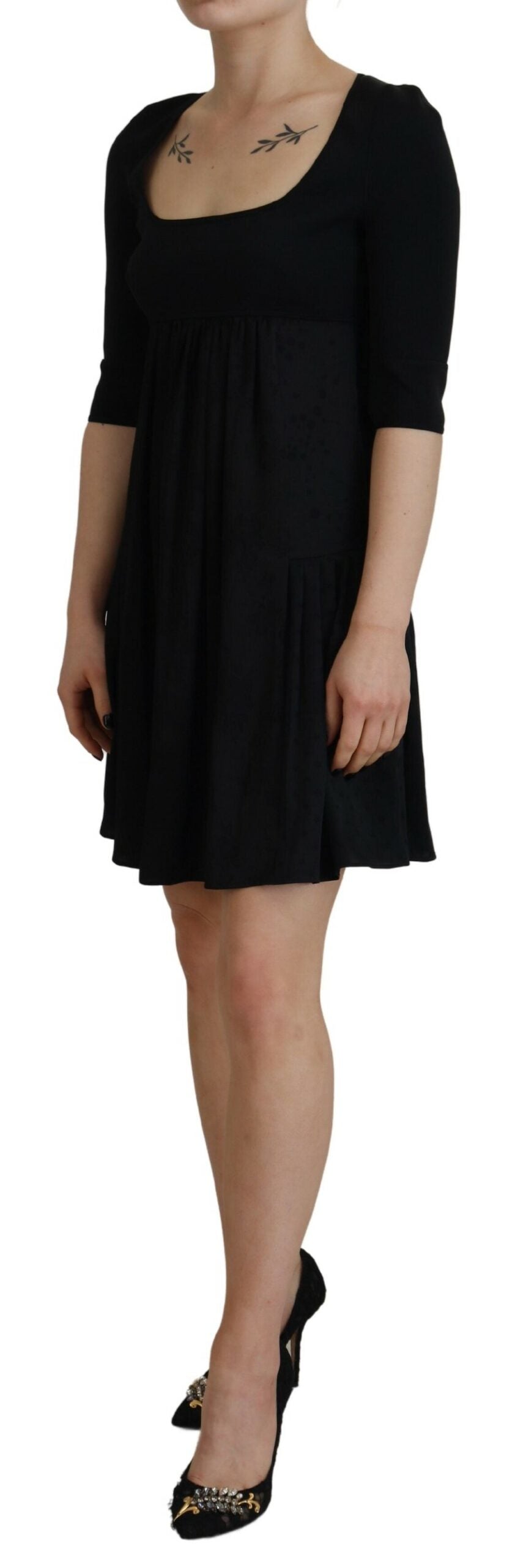 Dsquared² Black acetate dress with short sleeves in A-line, sheath dress