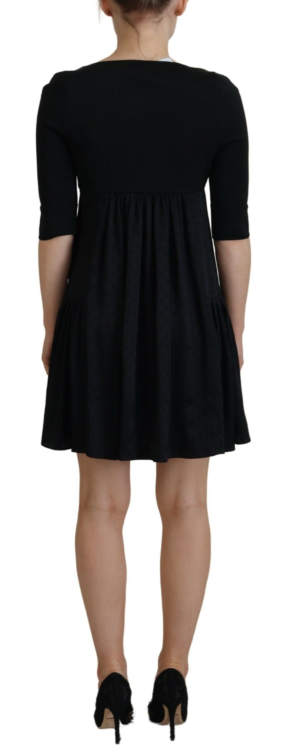 Dsquared² Black acetate dress with short sleeves in A-line, sheath dress