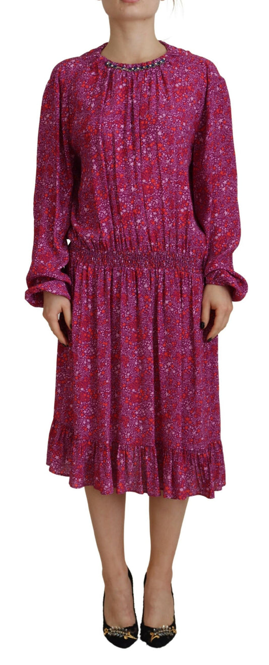 Dsquared² Fuchsia Stars Embellished Long Sleeve Dress