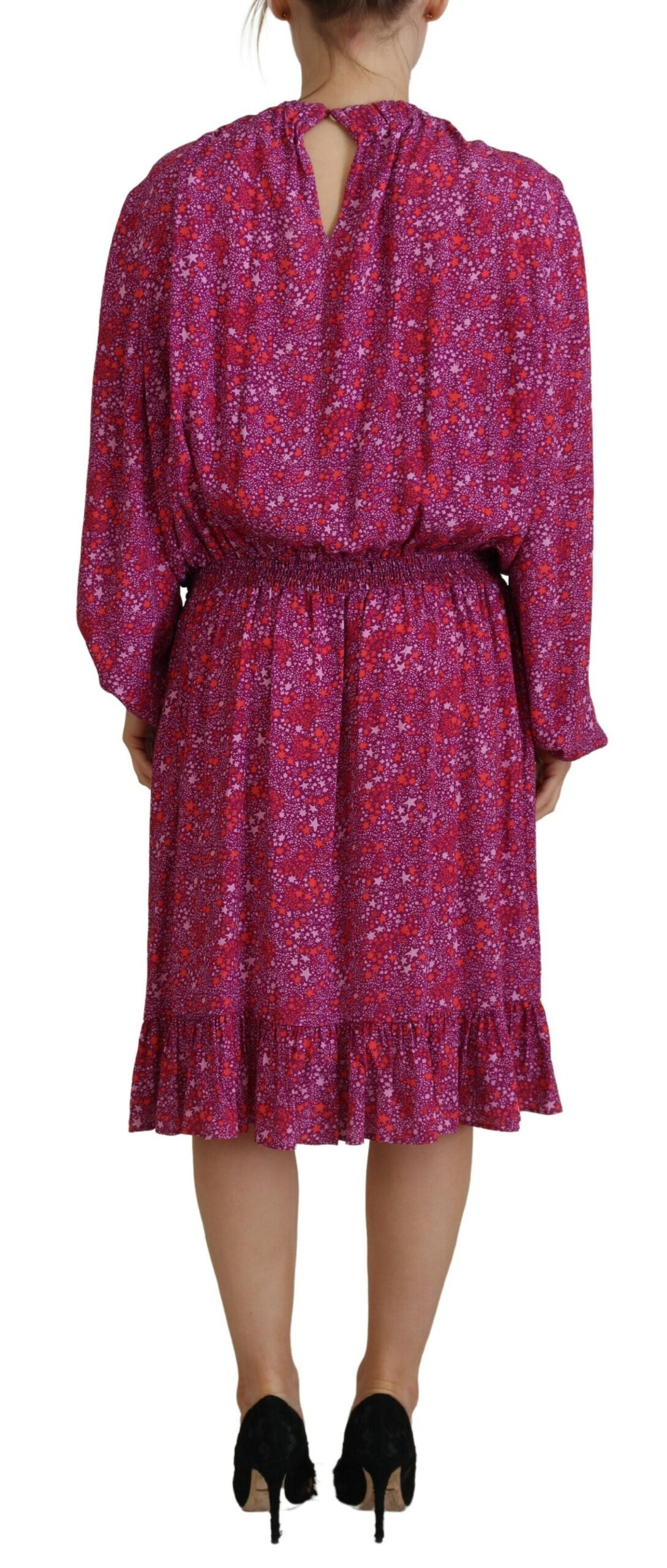 Dsquared² Fuchsia Stars Embellished Long Sleeve Dress