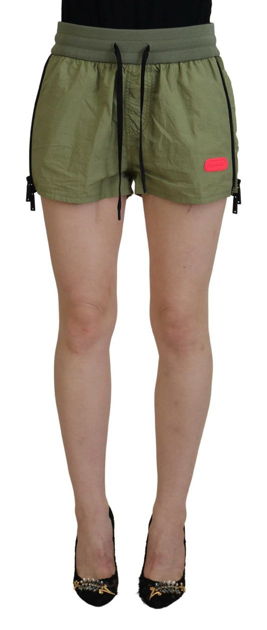 Dsquared² Grüne Baumwoll-Shorts mit mittlerer Taille und Kordelzug in Kegelform