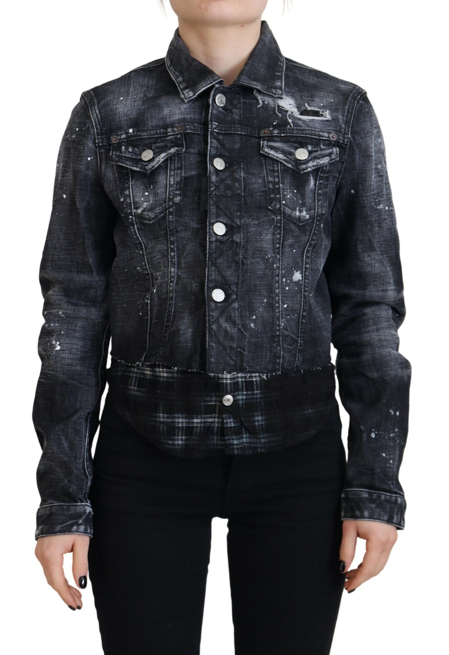 Dsquared² Grey washed cotton denim jacket