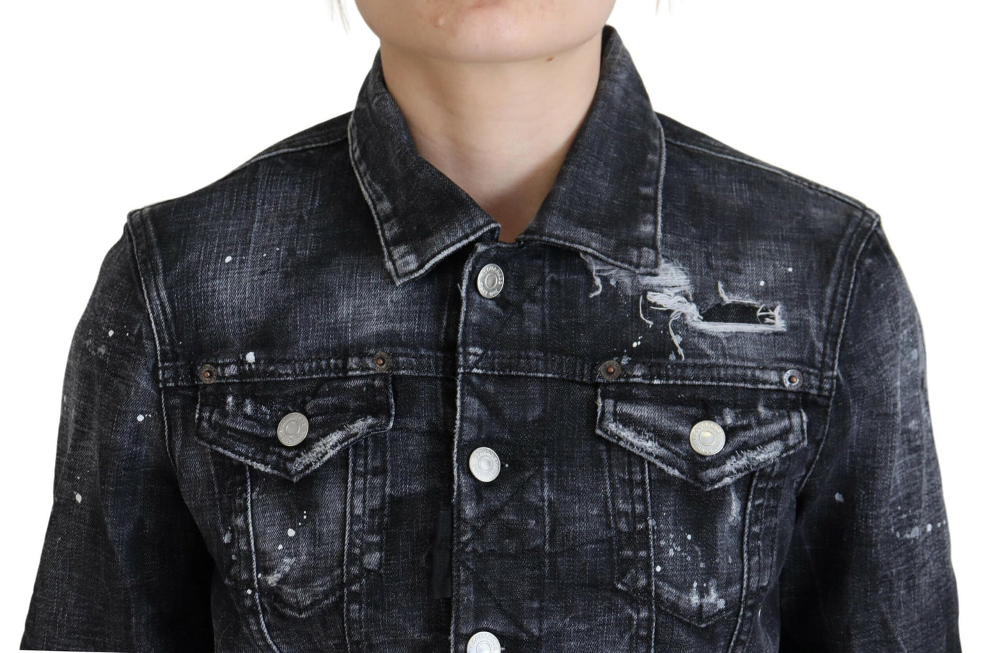 Dsquared² Grey washed cotton denim jacket