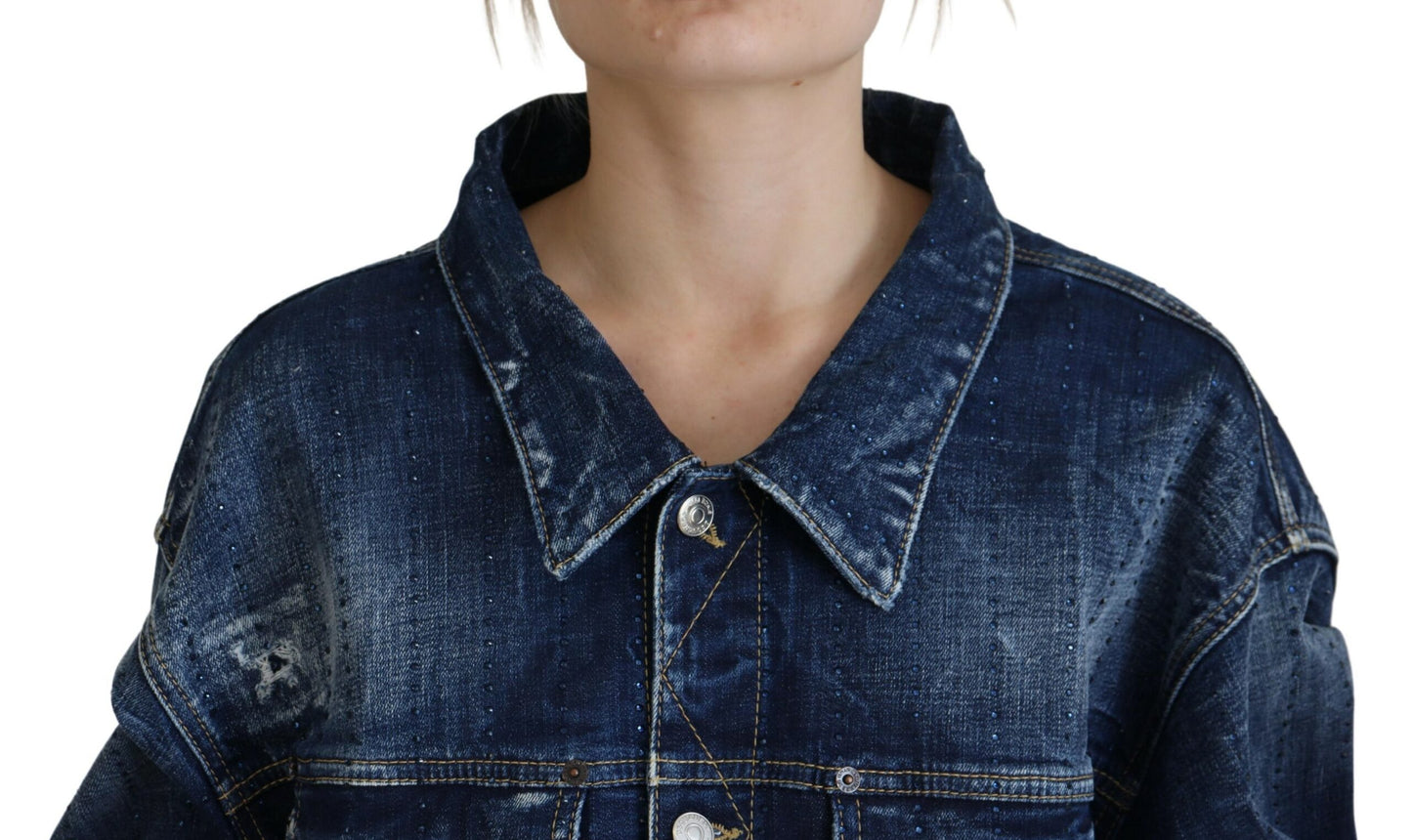 Dsquared² Blue Denim Jacket with Collar