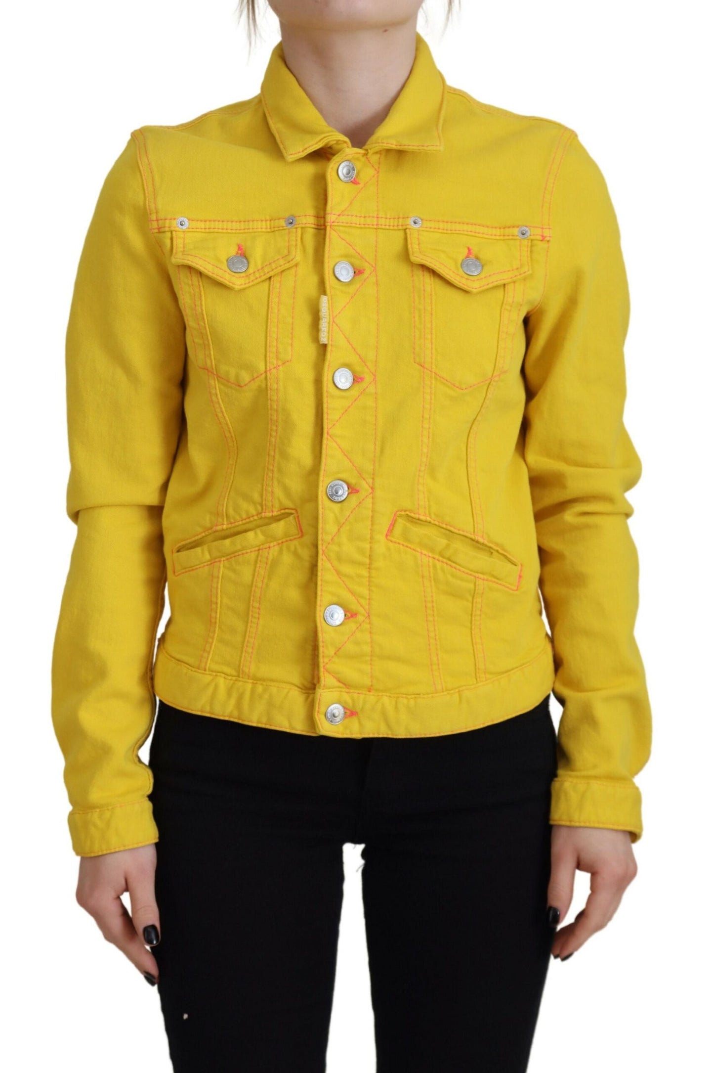 Dsquared² Yellow Long Sleeve Denim Jacket with Collar