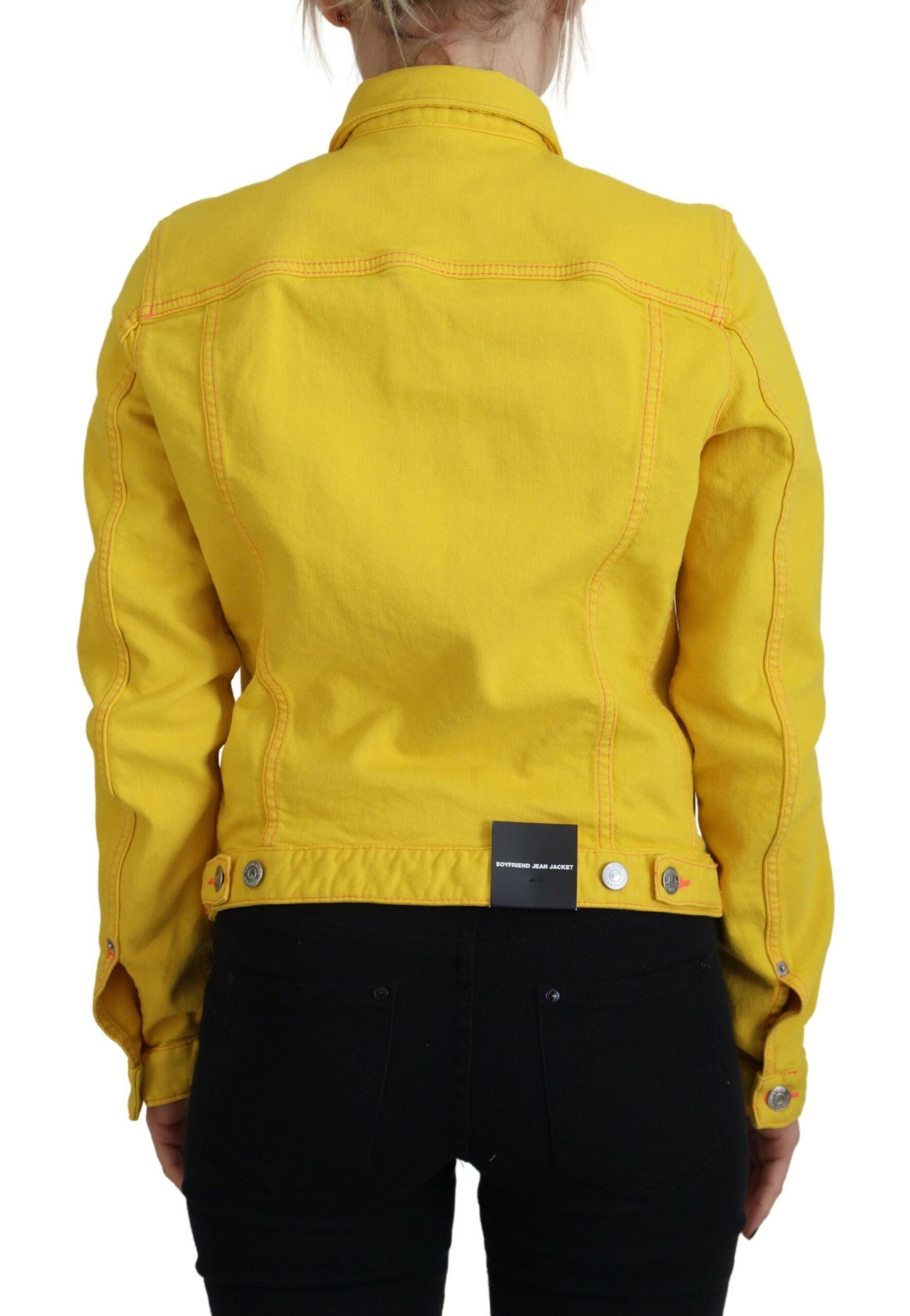 Dsquared² Yellow Long Sleeve Denim Jacket with Collar