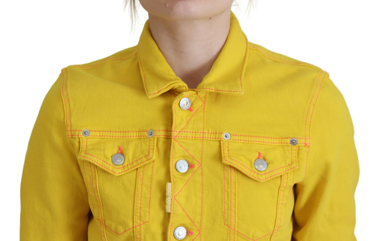 Dsquared² Yellow Long Sleeve Denim Jacket with Collar