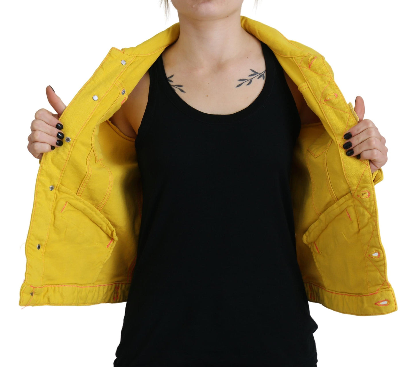 Dsquared² Yellow Long Sleeve Denim Jacket with Collar