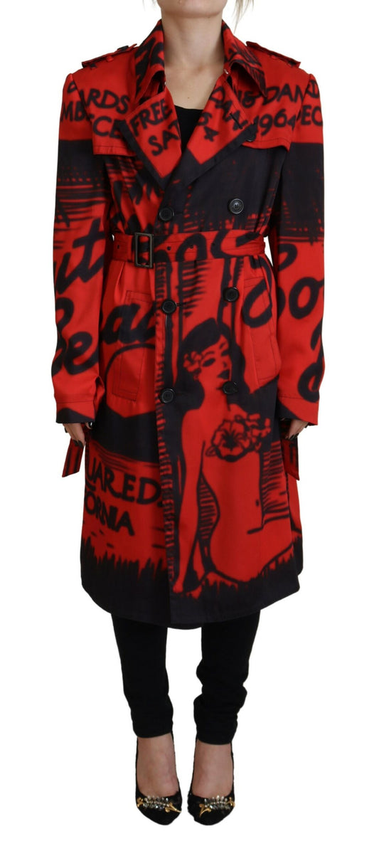 Dsquared² Rot bedruckte Jacke mit Knopfleiste Desigual Mantel