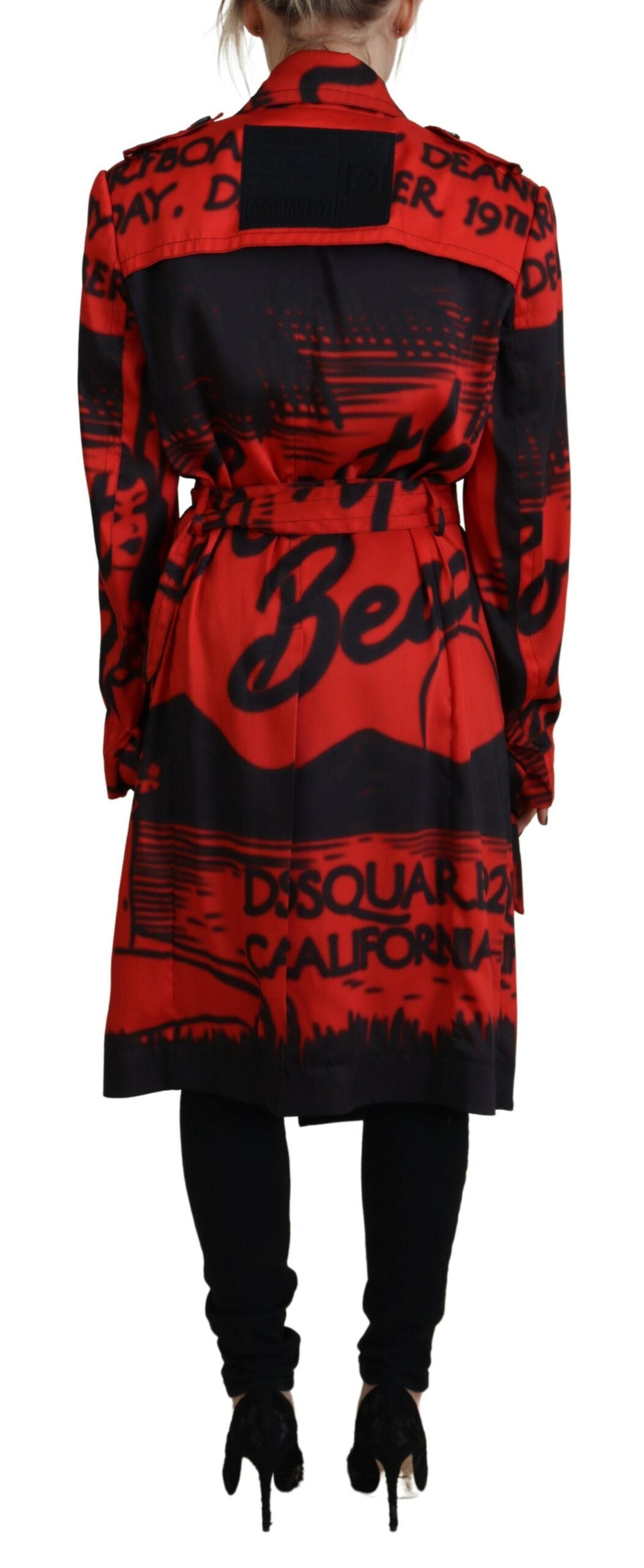 Dsquared² Rot bedruckte Jacke mit Knopfleiste Desigual Mantel