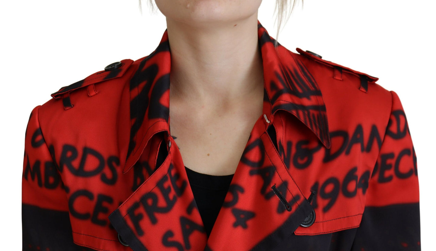 Dsquared² Rot bedruckte Jacke mit Knopfleiste Desigual Mantel