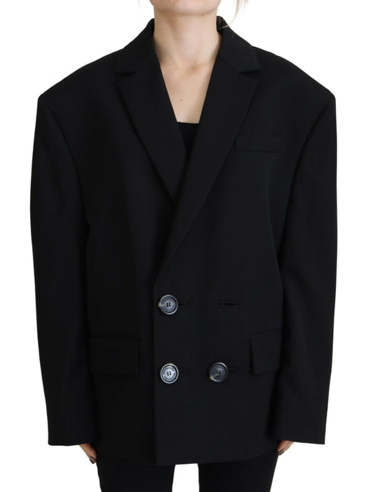 Dsquared² Schwarzer doppelreihiger Mantel Blazer Jacke