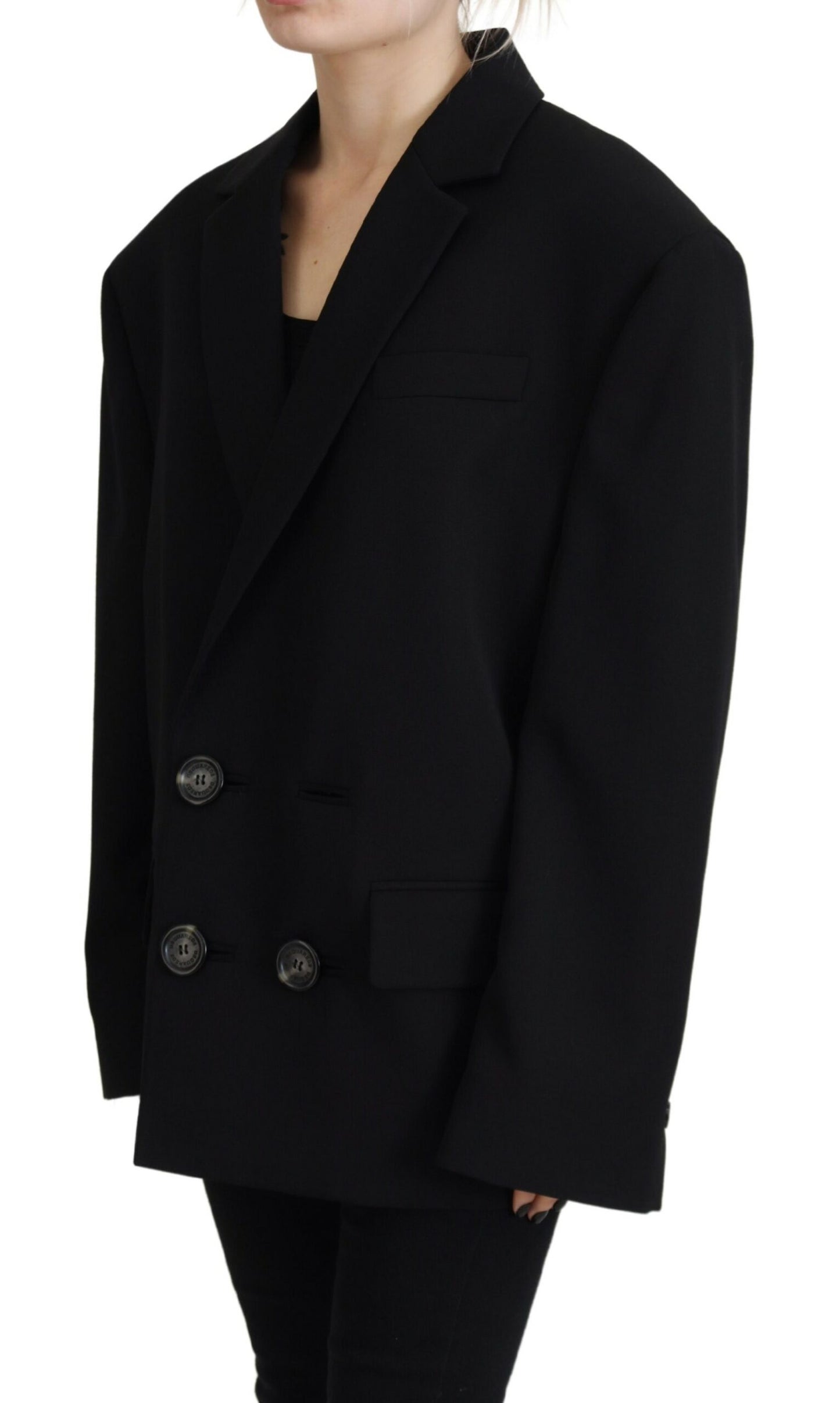 Dsquared² Schwarzer doppelreihiger Mantel Blazer Jacke