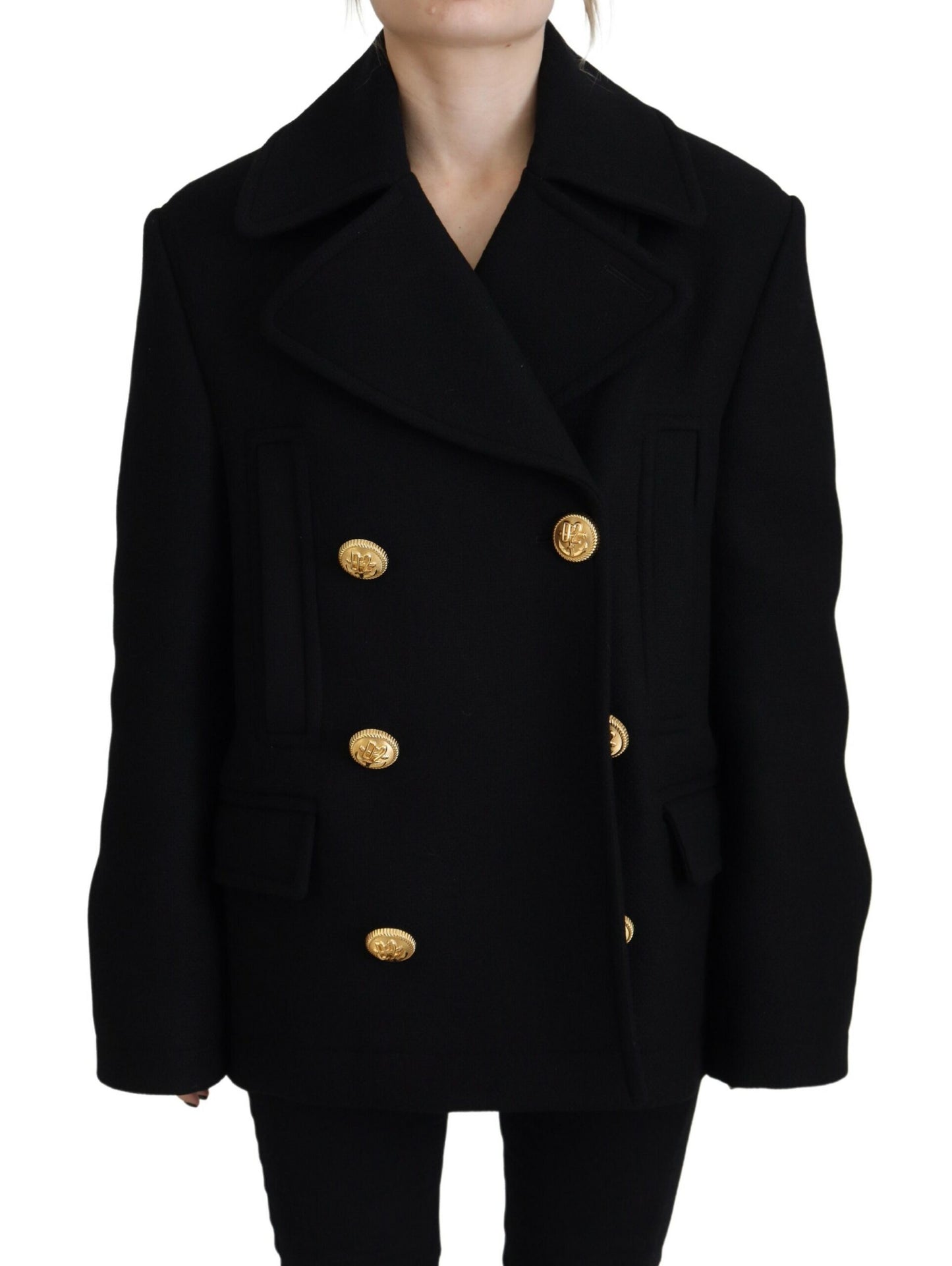 Dsquared² Schwarzer doppelreihiger Mantel Blazer Jacke