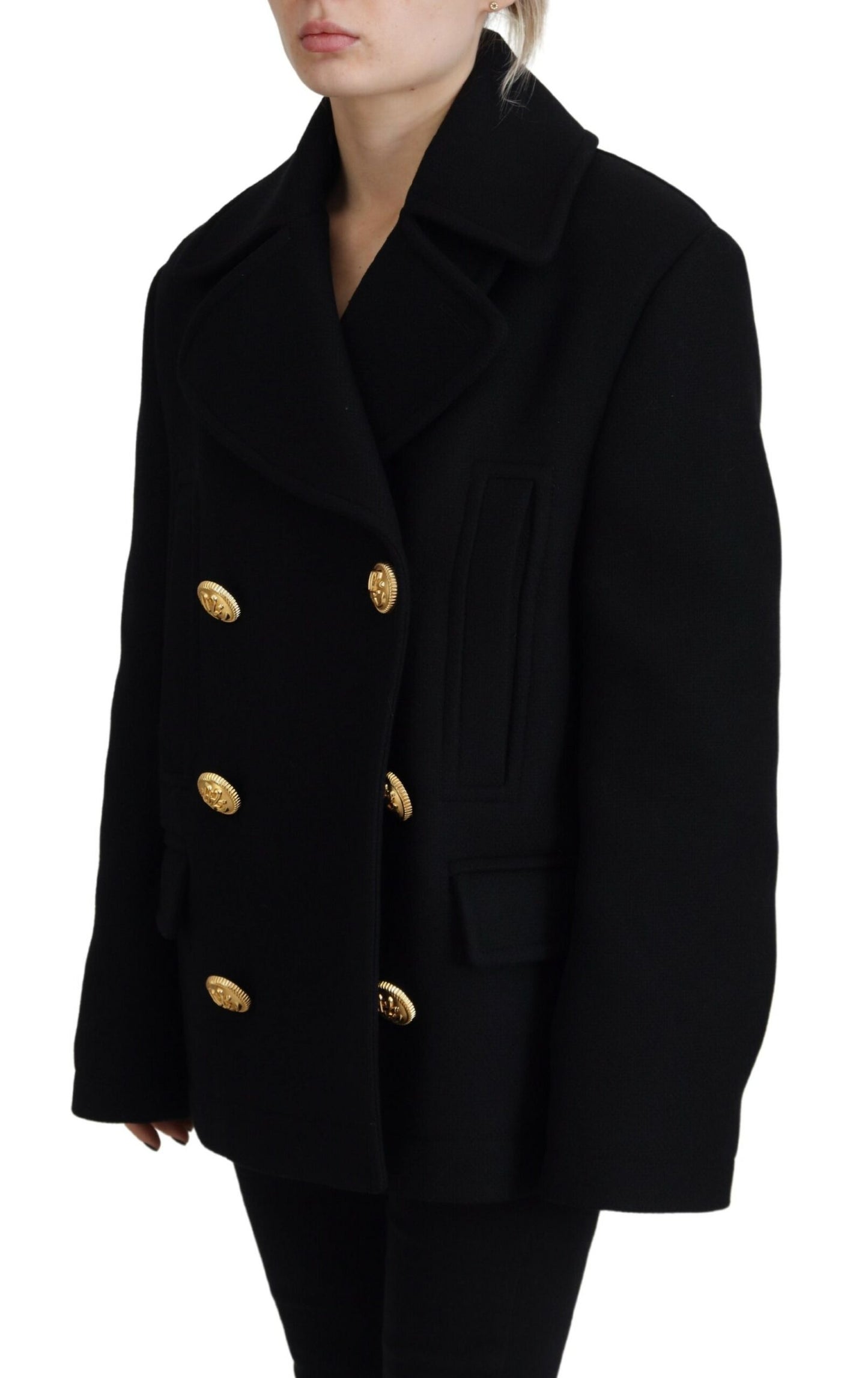 Dsquared² Schwarzer doppelreihiger Mantel Blazer Jacke