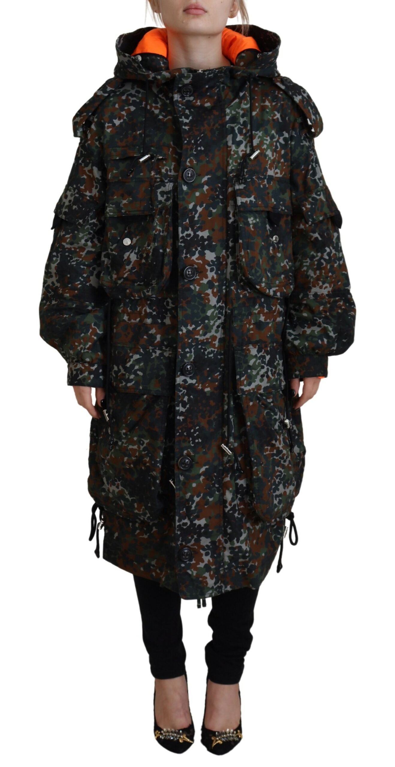 Dsquared² Green Goth Camouflage Hooded Parka Coat