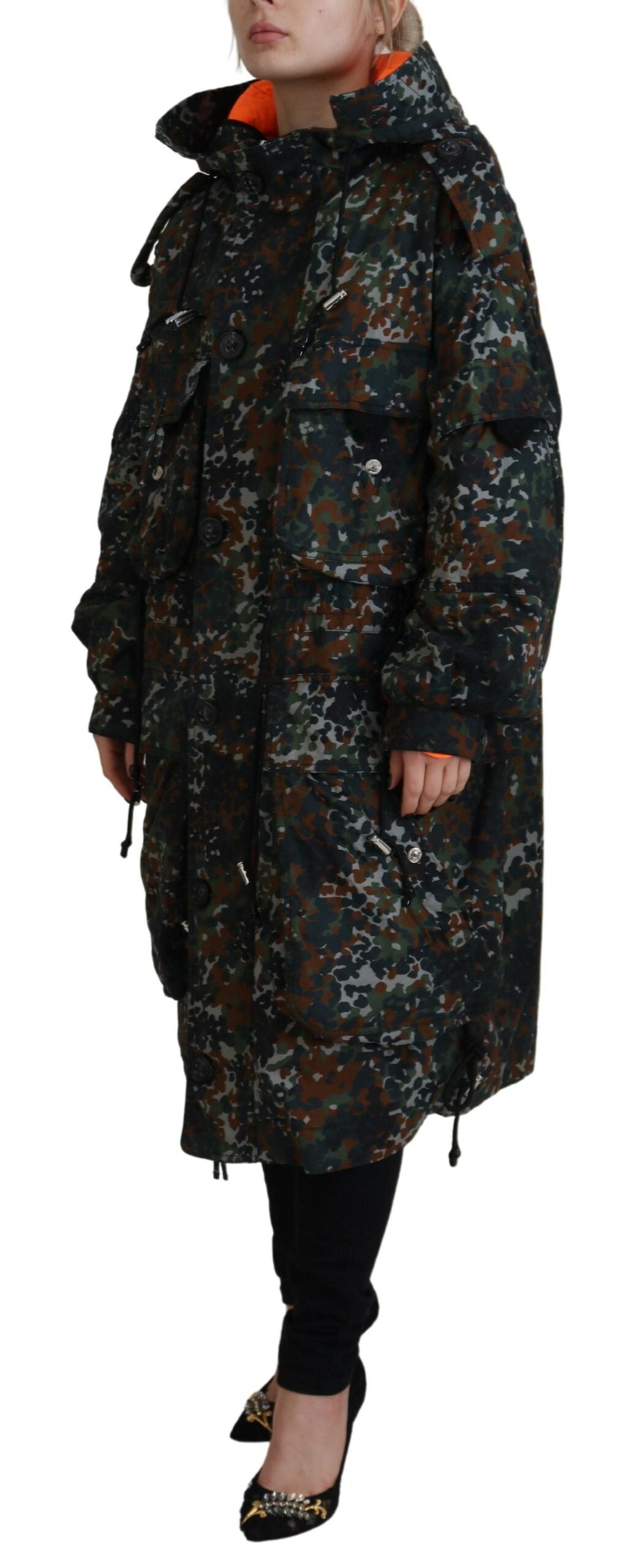 Dsquared² Green Goth Camouflage Hooded Parka Coat