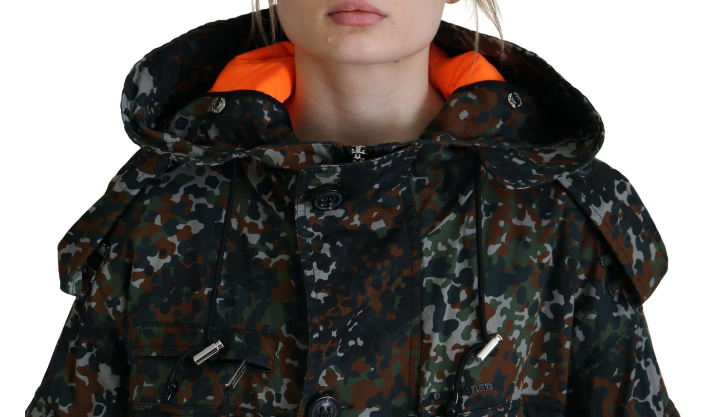 Dsquared² Green Goth Camouflage Hooded Parka Coat