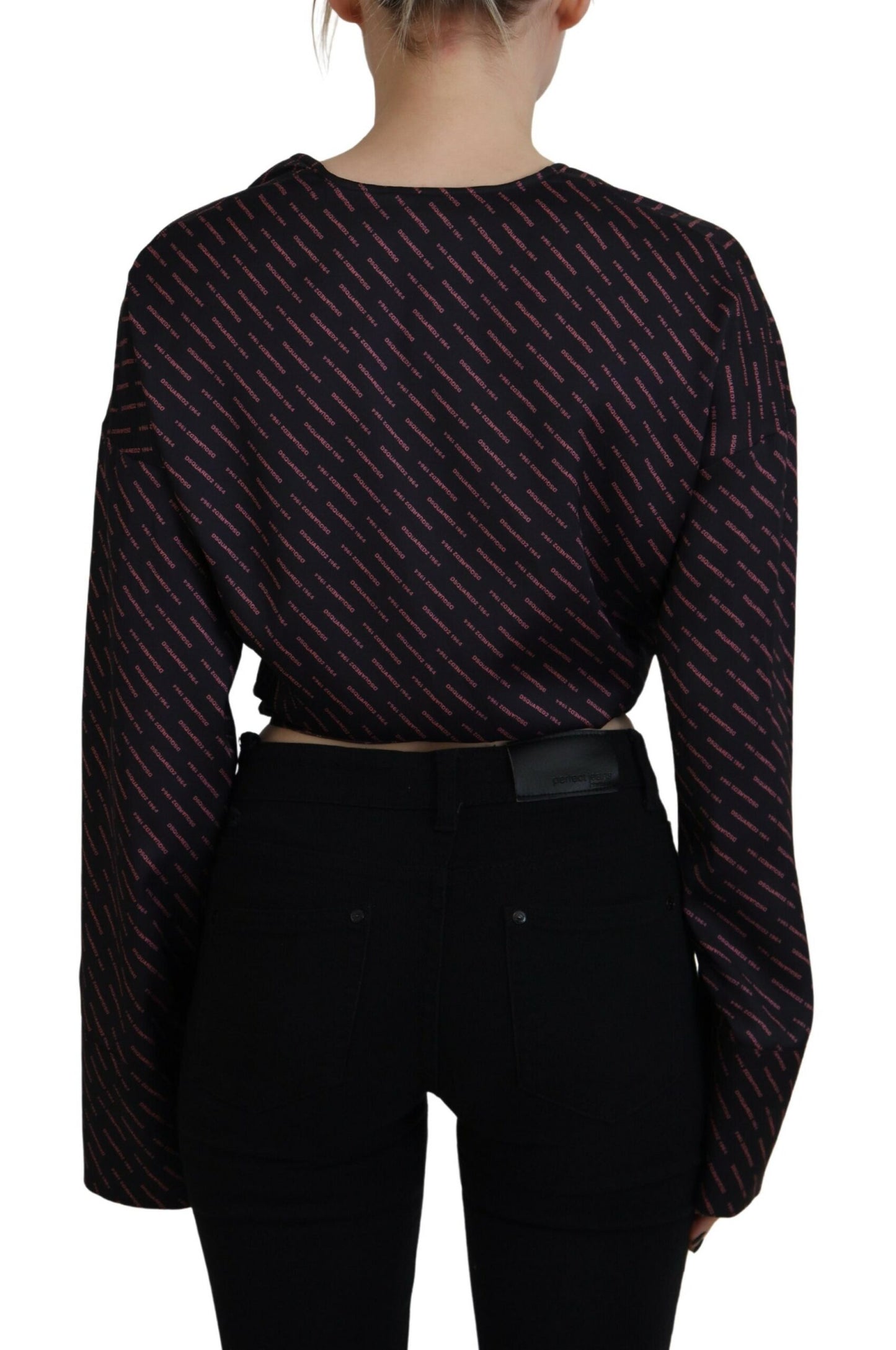 Dsquared² Black polyester blouse top with logo print