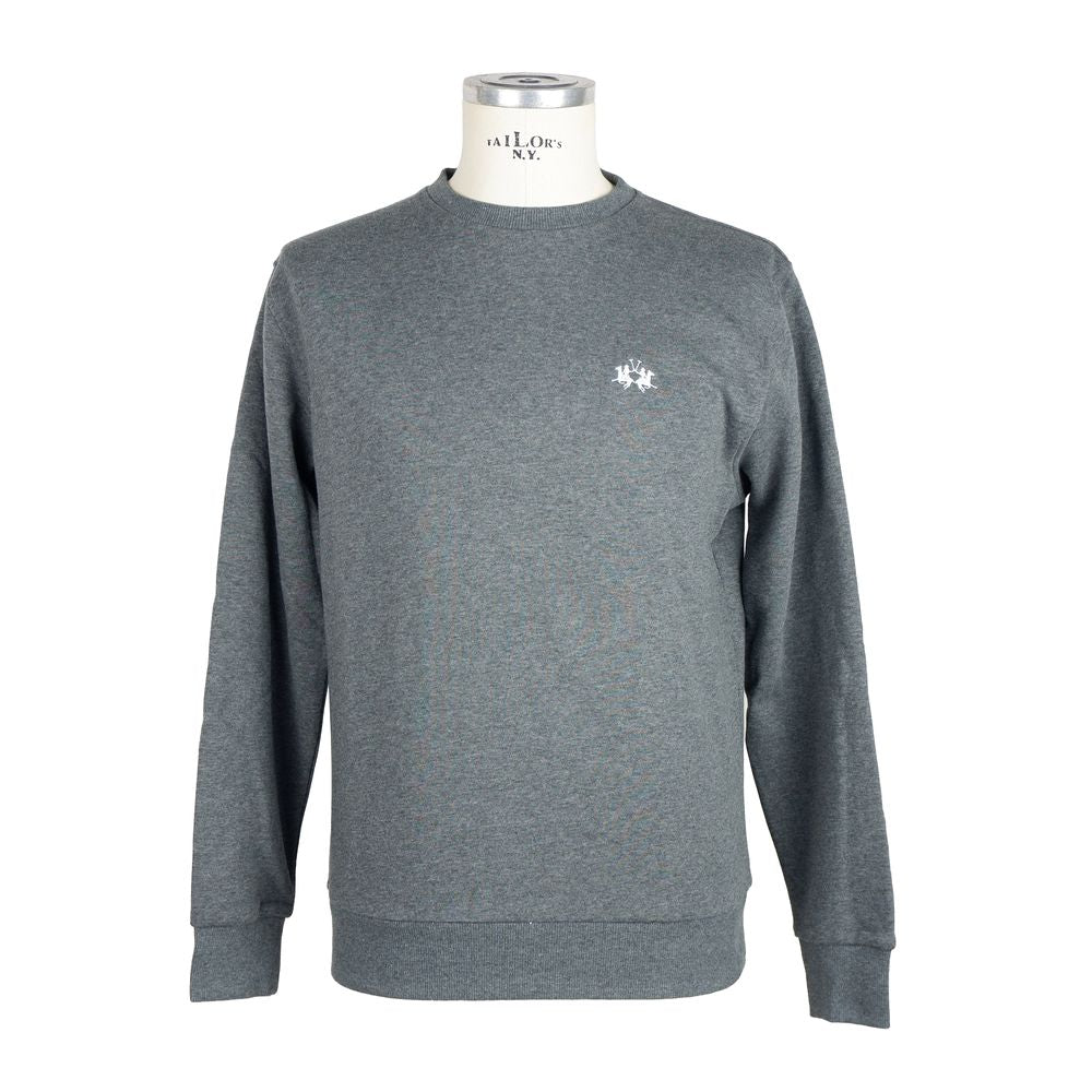 La Martina Grey Cotton Sweater for Men