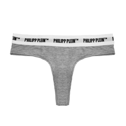 Philipp Plein Gray Cotton Thong for Women