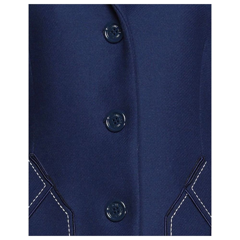 Love Moschino Chic blue wool blend coat with heart embroidery