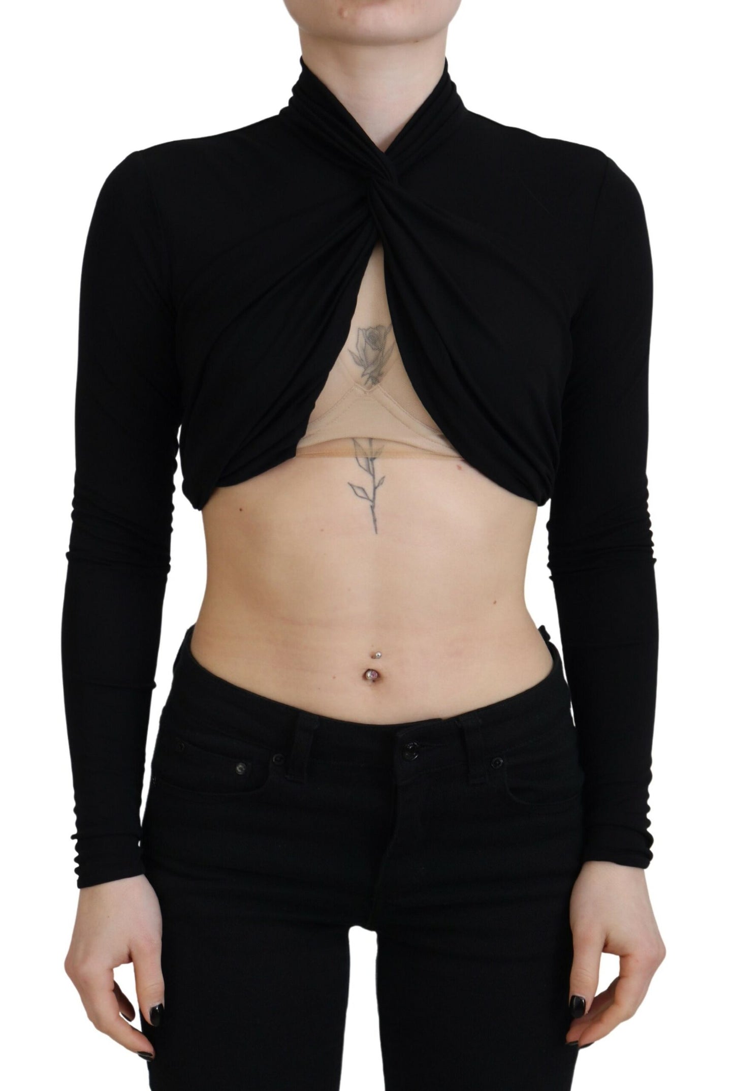 Dsquared² Black viscose cut-out long-sleeved top