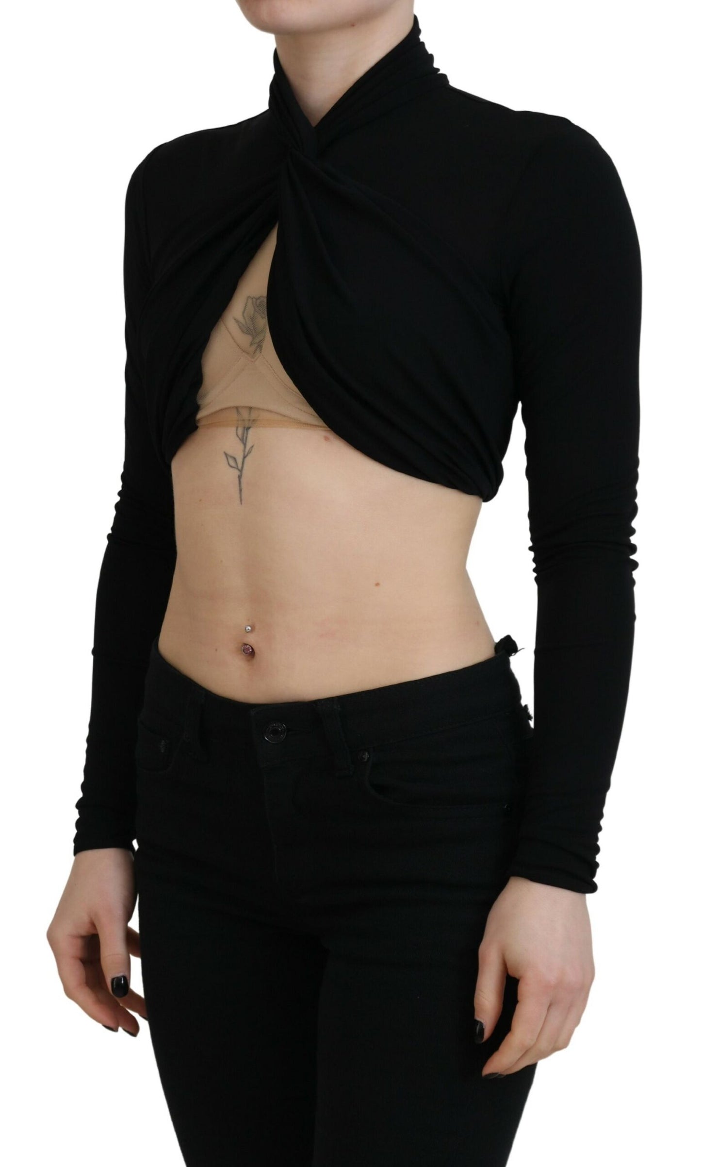 Dsquared² Black viscose cut-out long-sleeved top