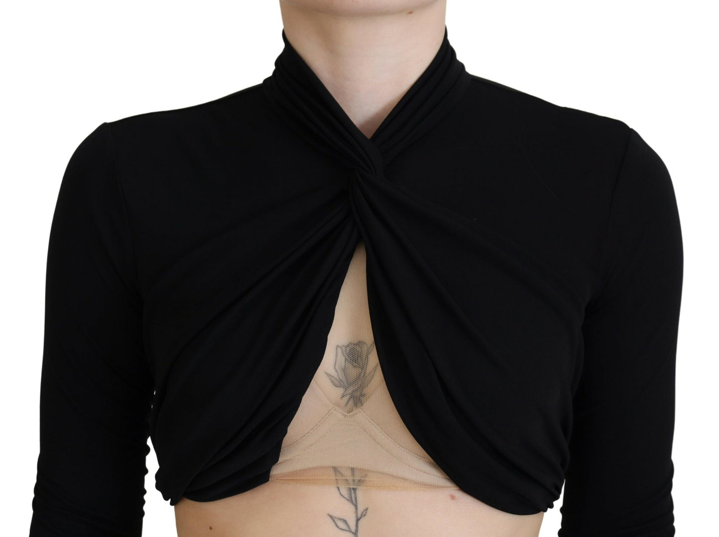 Dsquared² Black viscose cut-out long-sleeved top