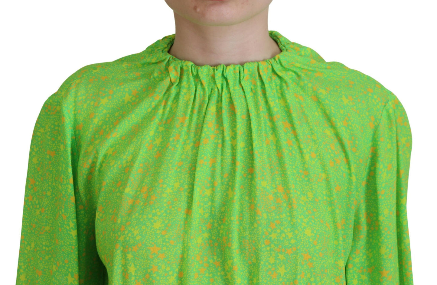 Dsquared² Green Stars Print Viscose Long Sleeve Blouse Top