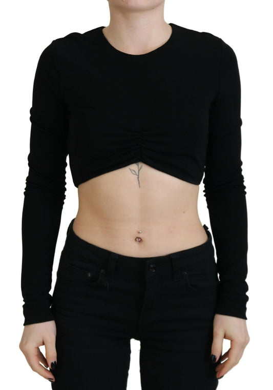 Dsquared² Black viscose top with round neck and long sleeves