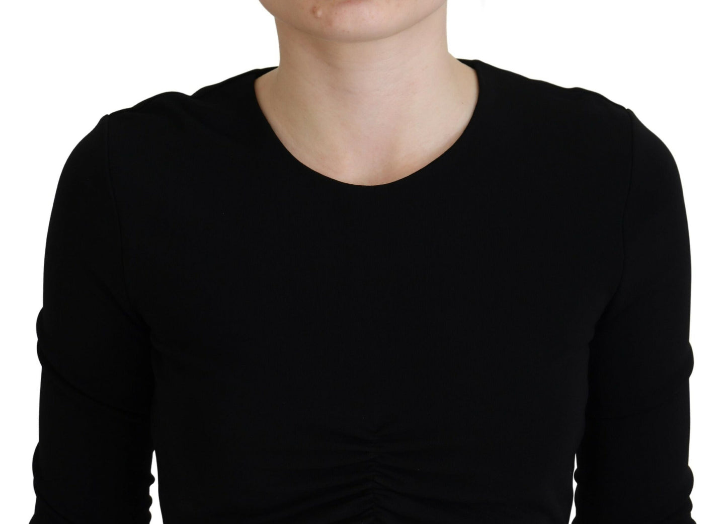 Dsquared² Black viscose top with round neck and long sleeves