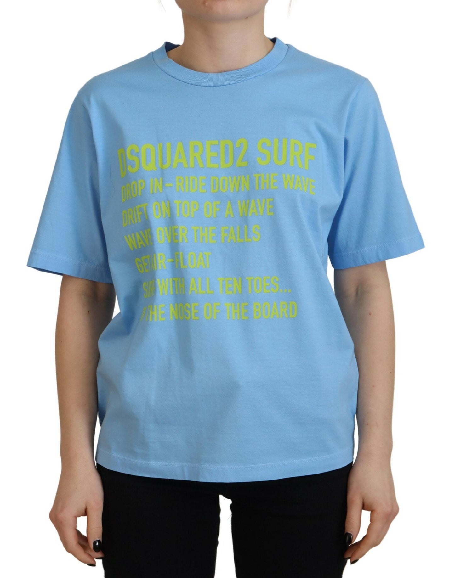 Dsquared² short sleeve T-shirt with blue logo print in cotton with round neck