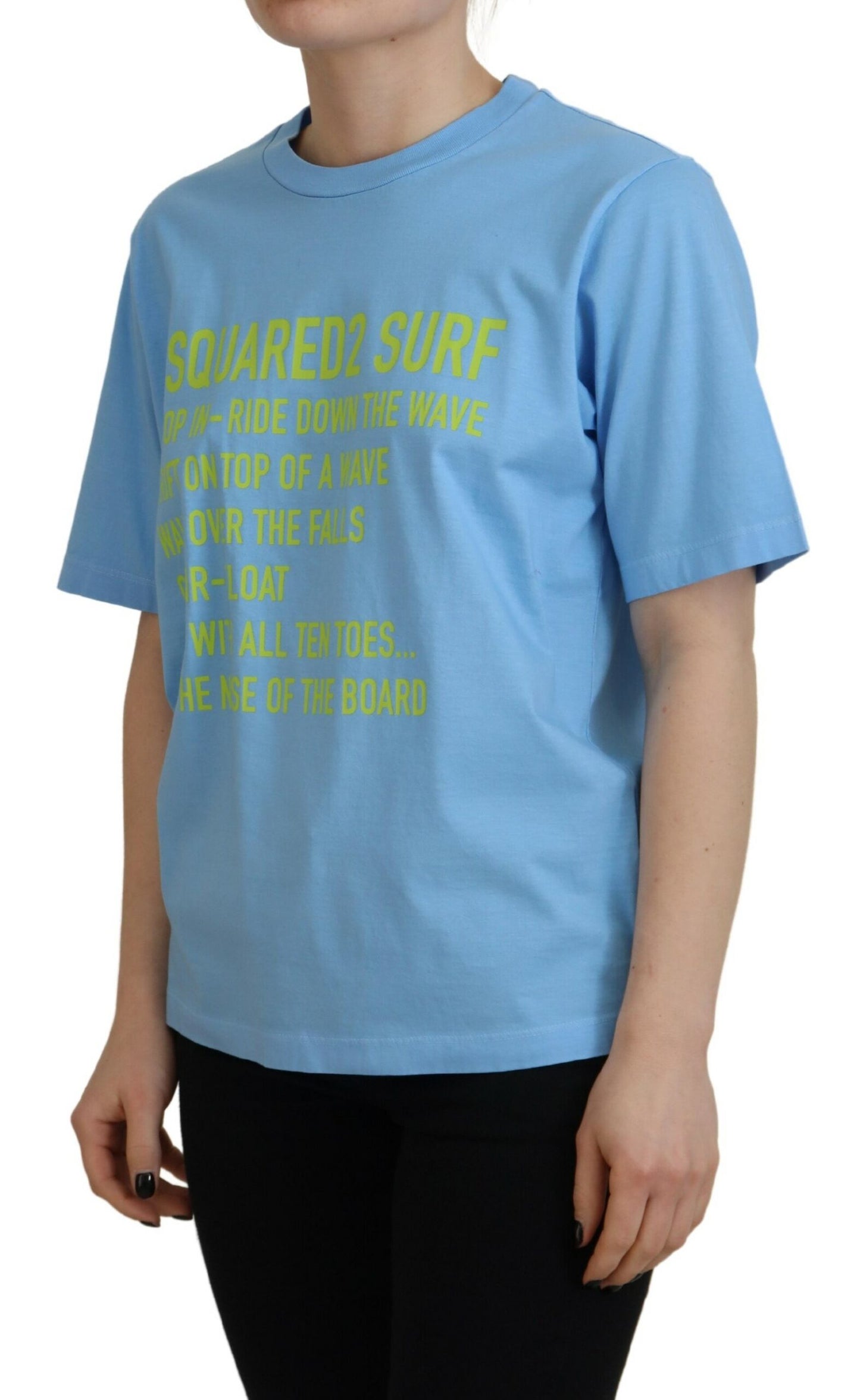 Dsquared² short sleeve T-shirt with blue logo print in cotton with round neck