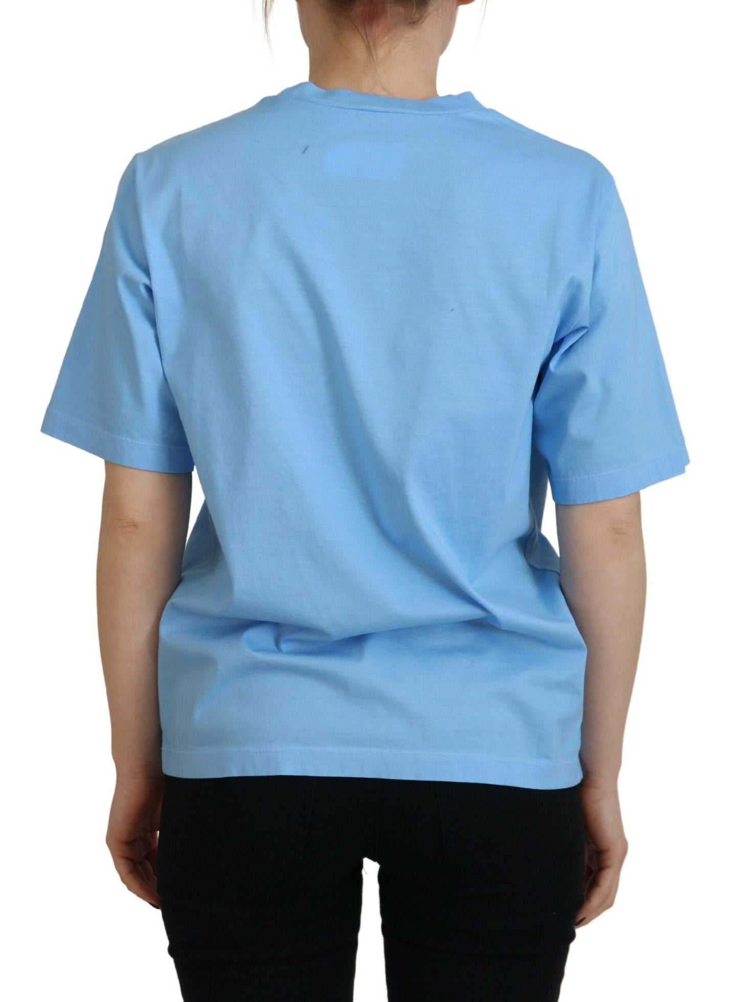 Dsquared² short sleeve T-shirt with blue logo print in cotton with round neck