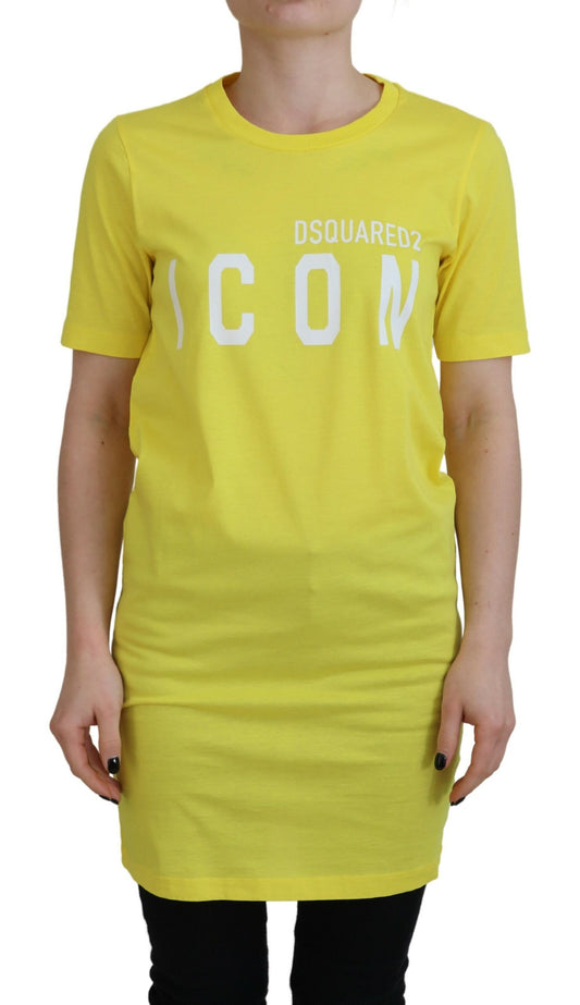 Dsquared² Yellow Cotton Shiny Icon Renny Dress Crew Neck T-Shirt