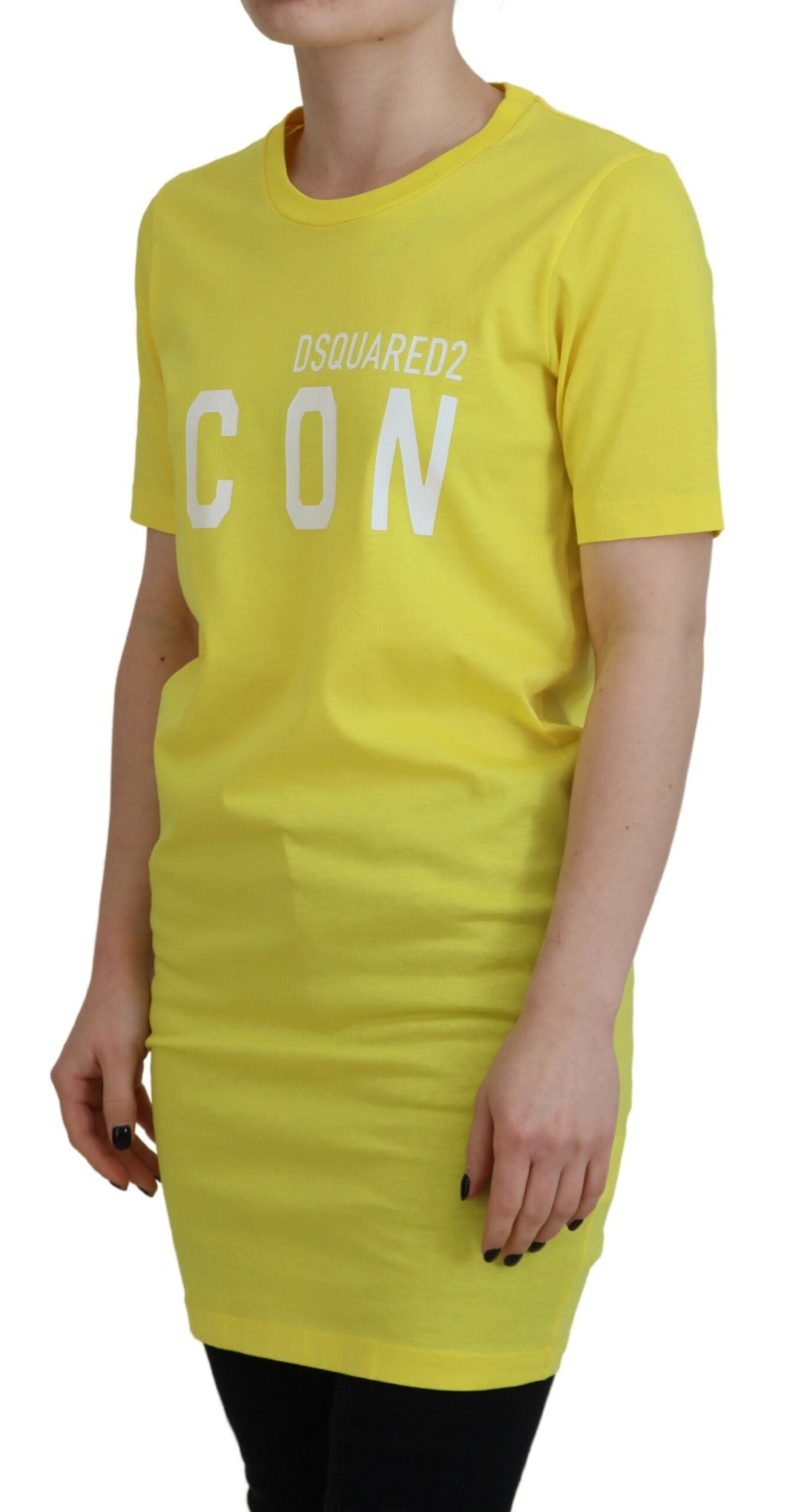 Dsquared² Yellow Cotton Shiny Icon Renny Dress Crew Neck T-Shirt