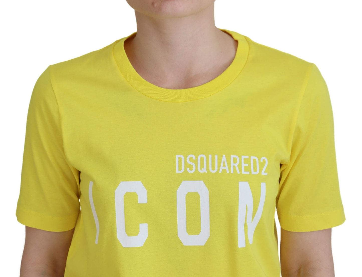 Dsquared² Yellow Cotton Shiny Icon Renny Dress Crew Neck T-Shirt