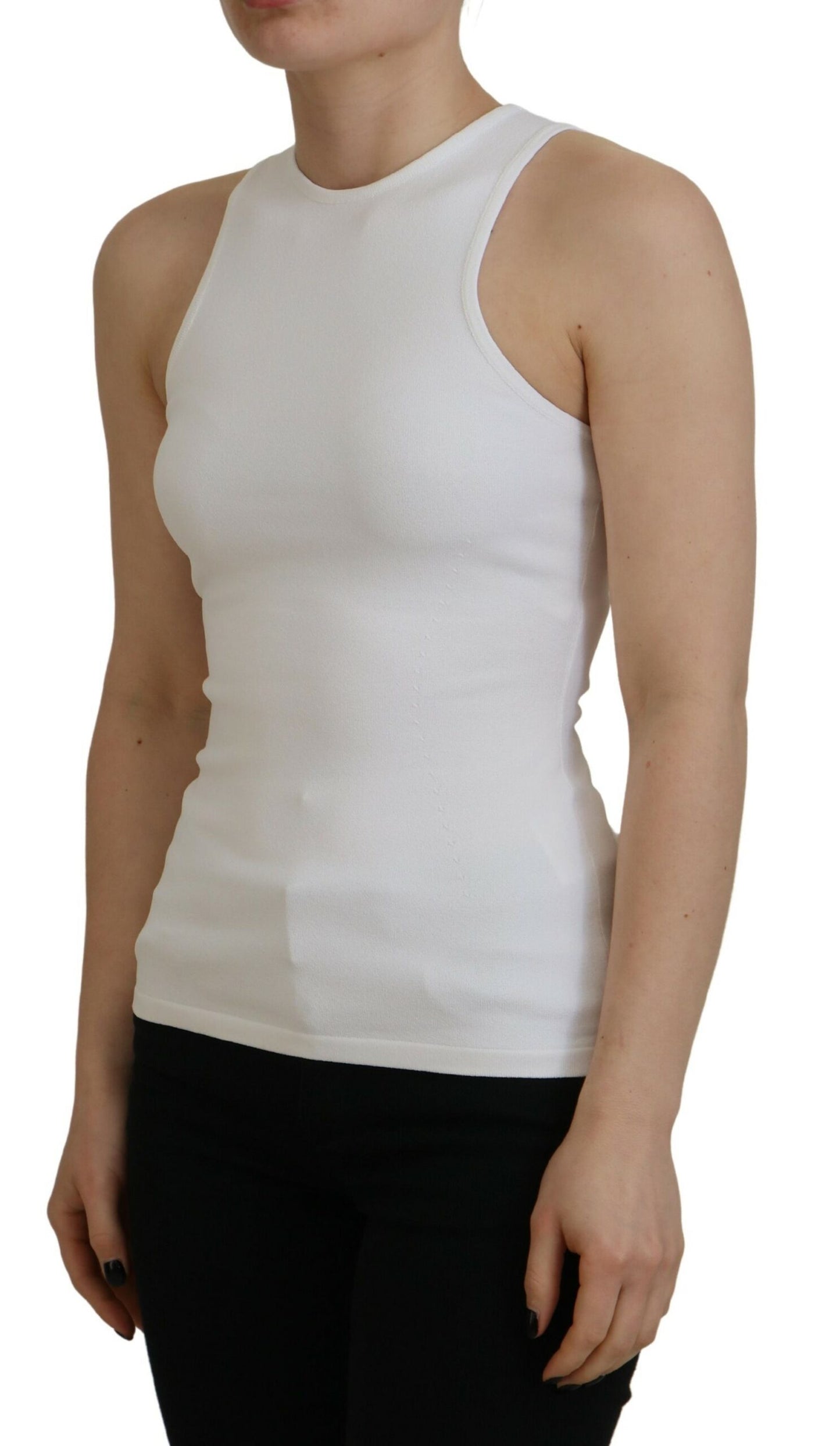 Dsquared² White Sleeveless Viscose Tank T-Shirt with Round Neck