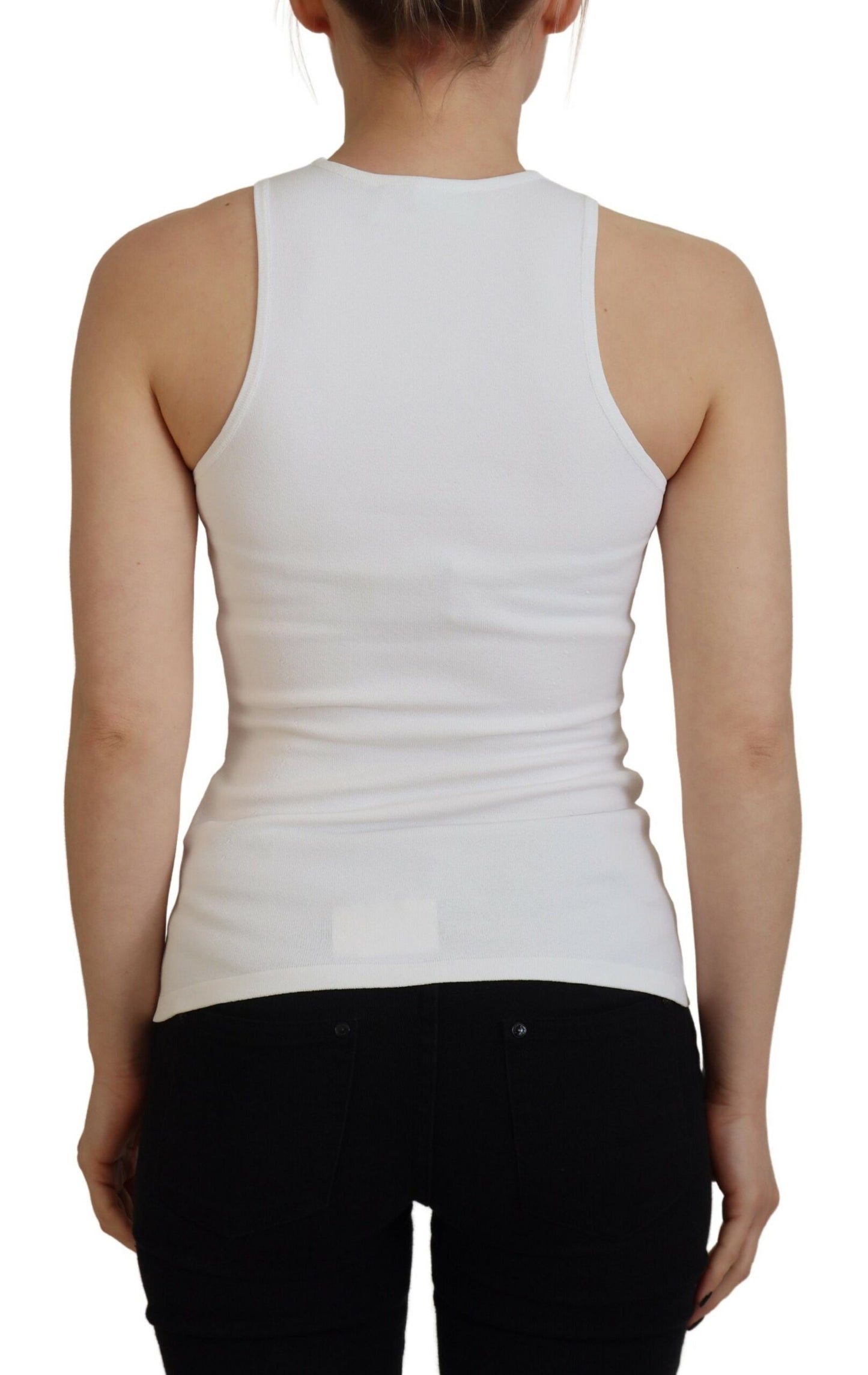 Dsquared² White Sleeveless Viscose Tank T-Shirt with Round Neck