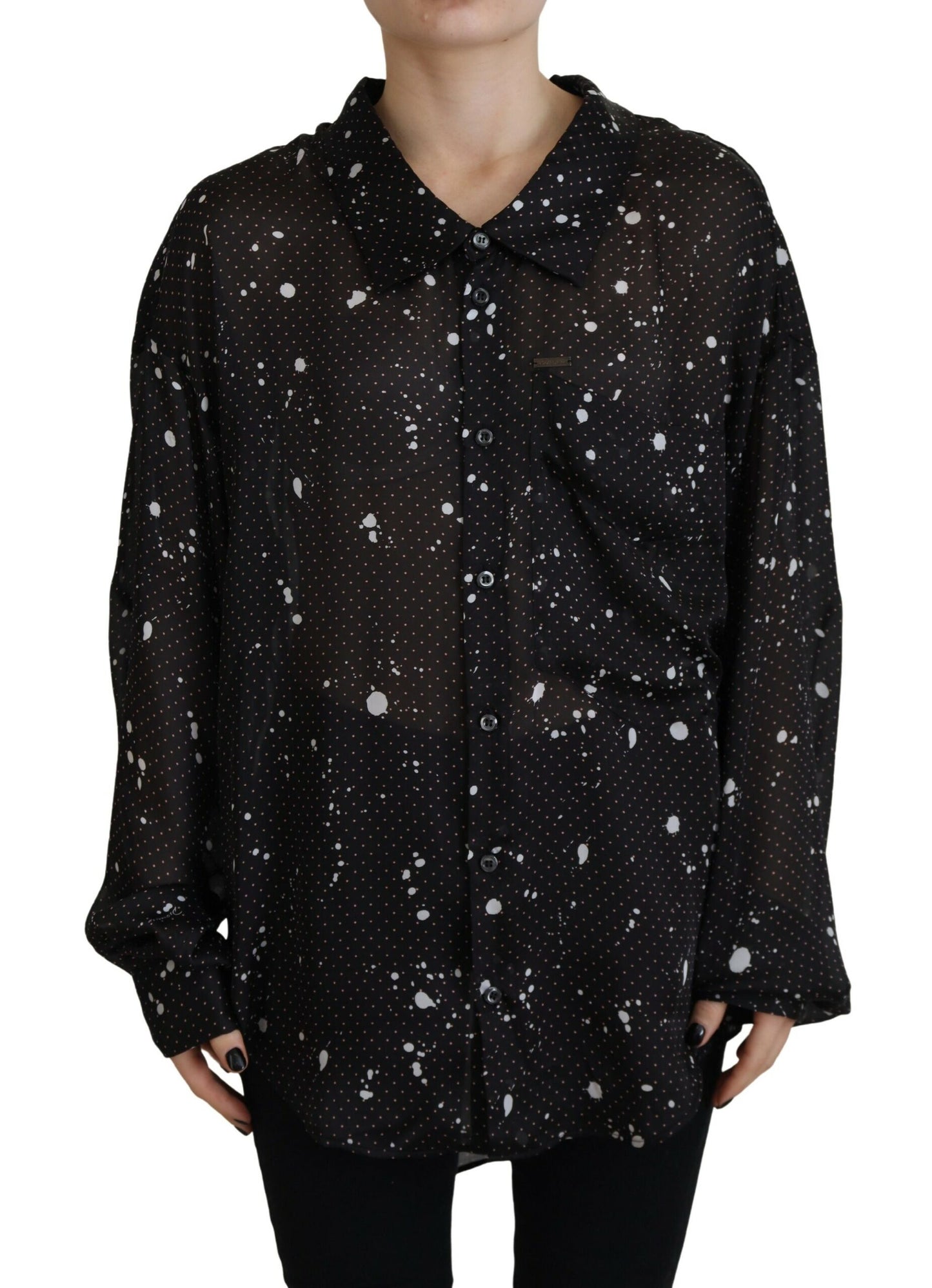 Dsquared² Black polka dot button down blouse top