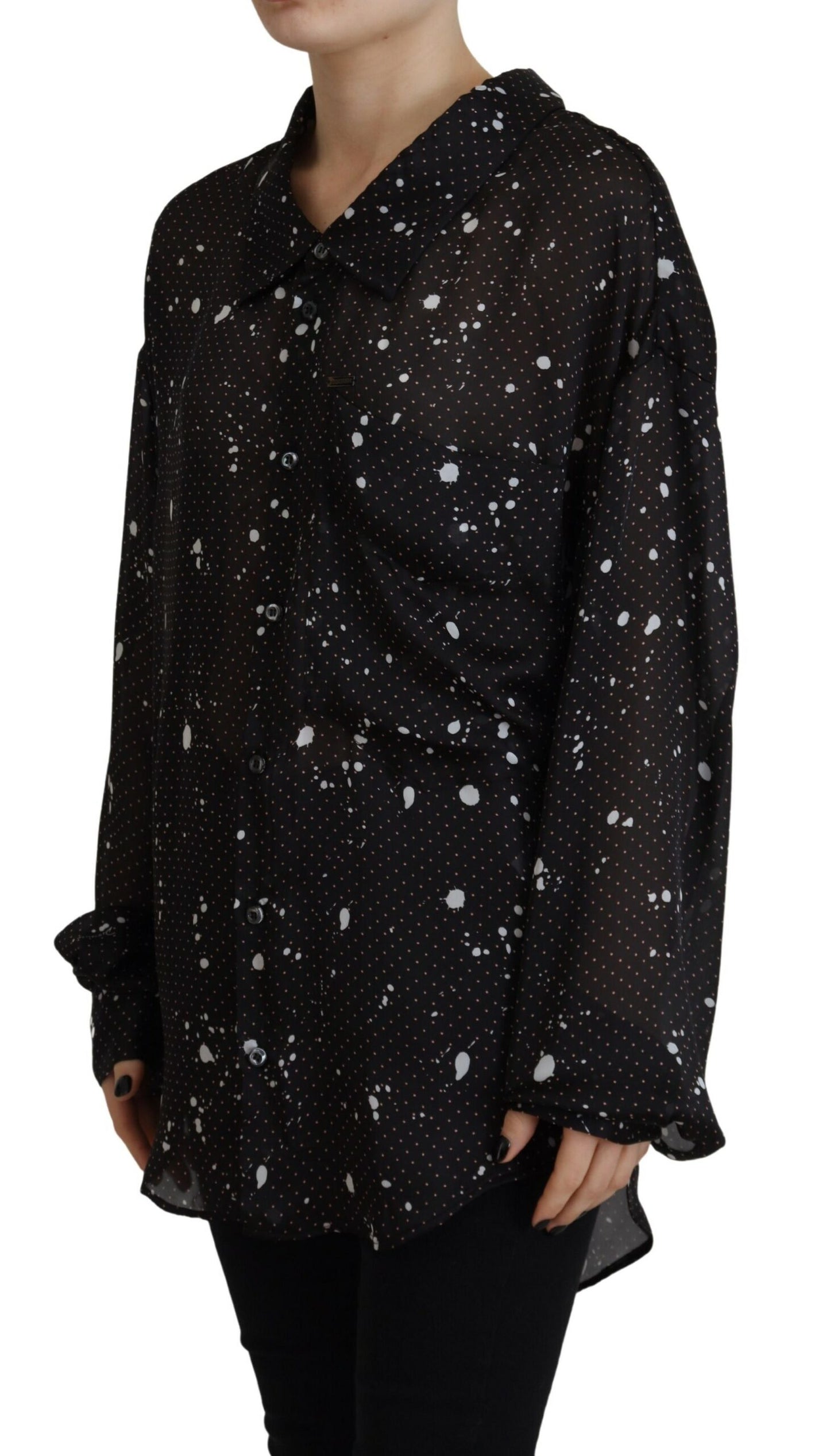 Dsquared² Black polka dot button down blouse top